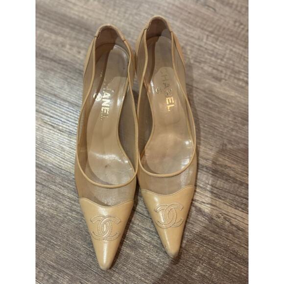 Vintage Chanel Mesh & Leather Cap-Toe Pumps | Size 38.5 RARE - Picture 1 of 10